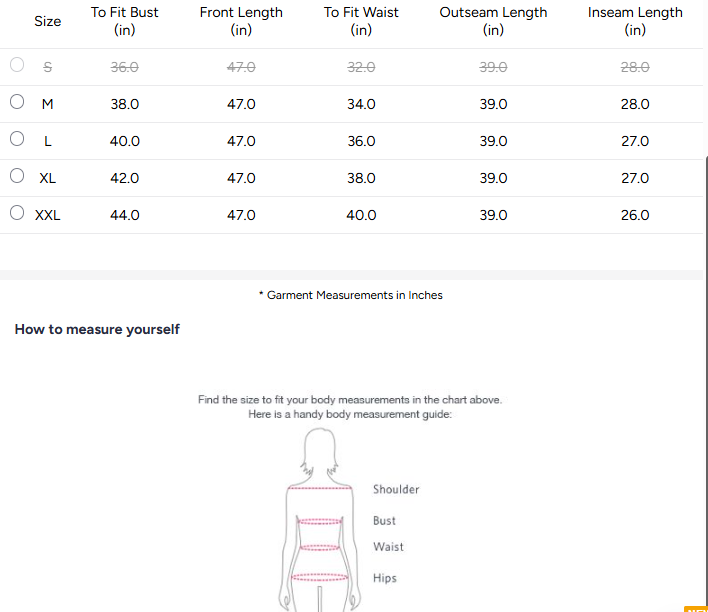 Size Chart for Latkan